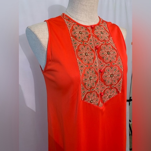 Vintage gossard Artemis maxi nightgown orange retro 70’s embroidered nightie S - Picture 5 of 9